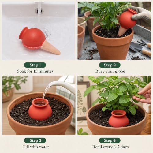 Waydress 12pcs Terracotta Watering Spikes Olla Watering System Insert Stake - Image 6