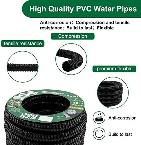 LONGRUN Pond Tubing 1 Inch Diameter, 20.7 Feet Long Corrugated Flexible Hose Pipe with Clamps Pipe Fittings, Pool PVC Tube for Garden Ponds Waterfalls Camping Caravans Filters Drainage Marine - Image 5