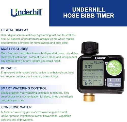 Underhill AquaVision Digital Hose Timer, Dual Zone Automatic Garden Water Timer with LCD Display, Programmable Irrigation Controller for Sprinklers, Drip Systems & Garden Hose Faucets - Image 2
