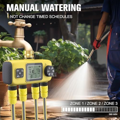 Watering Timers, Irrigation Timer Garden Hose Programmable Rain Delay Controller 4 Zones Outdoor Sprinkler for for Garden Hose - Image 4