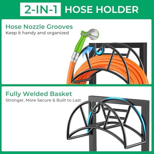 TomCare Garden Hose Holder, 4 Spikes Hose Stand for 160FT Outdoor Hose - Image 4