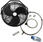 Fan Mister - Stainless Steel Misting Ring with Calcium Inhibitor Filter - Includes Misting Nozzles - Push Lock Connection - Do It Yourself (18 Inch Fan with 15 Inch 4 Nozzle Ring) by Mistcooling