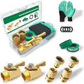 Solid Brass Garden Hose Accessories Kit - 2 Pack 3/4" GHT Full Flow Shut Off Valves & Quick Connects - Includes 8 Washers, Teflon Tape, Gloves | Leak-Proof, High Pressure 200 PSI by Sweezwon