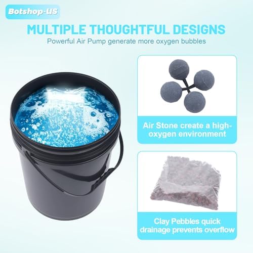 Hydroponics Growing System Kit 5-Gallon Deep Water Culture Recirculating Drip Grow System Indoor Garden Grow System with Hose, Air Pump, and Air Stone (1 Bucket + Drip Irrigation) - Image 5