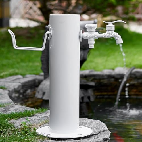 White 304 Stainless Steel Vertical Garden Water Column Garden Hose Holder Freestanding with Faucet Outdoor Garden Water Column Faucet Water Hydrant Fountain for Backyard, Lawns, Restrooms.(50cm/19.7in - Image 5