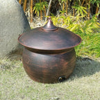 Metal Garden Hose Storage Pot,Vintage Copper Finish Hose Holder with Lid by MNRYLKB