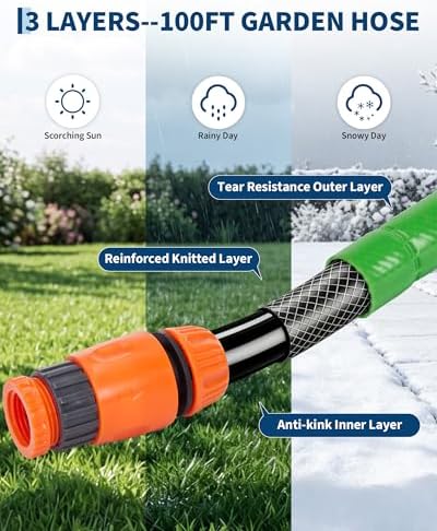 Retractable Garden Hose Reel 100FT, 1/2 Inch Wall Mounted Water Hose Reel with Auto Rewind, 180° Swivel Bracket for Lawn & Garden - Image 7