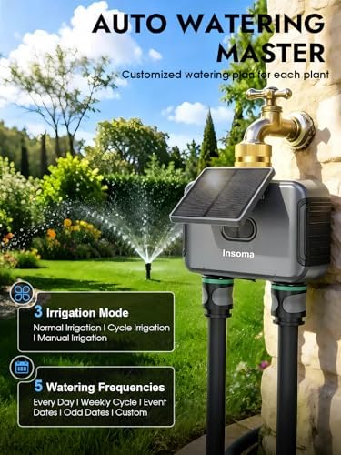 Insoma Solar WiFi Water Timer 2 Zone, Solar&Type-C Rechargeable Smart Sprinkler Timer w/Adjustable 120° Solar Panel, APP&Voice Control Automatic Irrigation for Garden Hose Lawn, No Gateway Required - Image 2