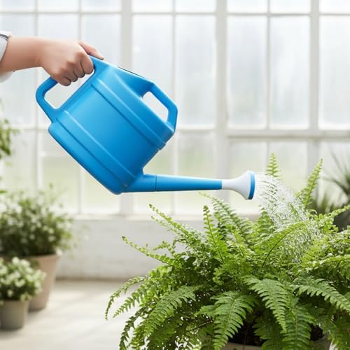 Plastic Watering Can, 1 Gallon Garden Watering Can with Detachable Long Spout for Indoor & Outdoor Plants, Blue, Plastic - Image 3