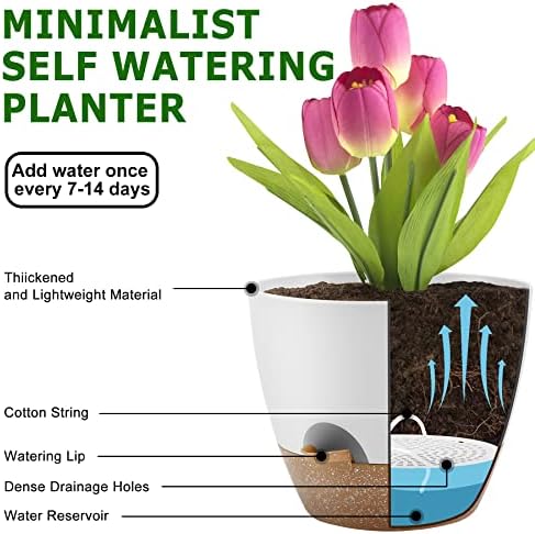 QRRICA 12/10/9 Inch Self Watering Pots for Indoor/Outdoor Plants - Image 4