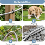 Garden Hose 100ft, Metal Water Hose, Kink-Free, Flexible Stainless Steel Hose, Heavy Duty Abrasion Resistant Leakproof Hose with 10-Function Spray Nozzle for Yard, Lawn, Outdoor, Marine and Camper - Image 5