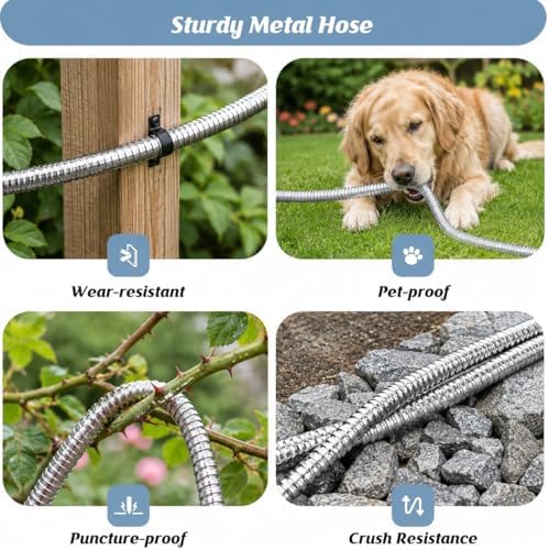 Garden Hose 100ft, Metal Water Hose, Kink-Free, Flexible Stainless Steel Hose, Heavy Duty Abrasion Resistant Leakproof Hose with 10-Function Spray Nozzle for Yard, Lawn, Outdoor, Marine and Camper - Image 5
