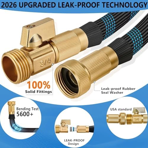50 ft Garden Hose - 2026 New Upgraded Flexible Water Hose - Ultra Lightweight Kink-free Car Washing Pipe with 10 Function Sprayer and 3/4" Solid Brass Fittings - Durable,Leak proof Garden Hoses - Image 2