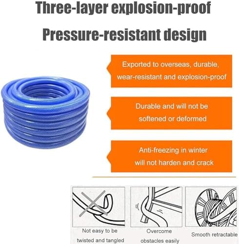 Portable/Wall Hose Reel Set, Outdoor Hose Holder Storage, Heavy Duty Garden Hose Reel with Flexible 2/1"" PVC Rubber Hose, Home Hose Storage Solution(Size:25m) - Image 6