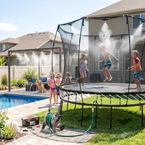 Misters for Outside Patio 63FT(19.2M)+21 Brass Mist Nozzles+a Brass Adapter(3/4") Detachable outdoor misting cooling system for Garden, waterpark, Greenhouse, Backyard, Fan, Umbrella, Deck, Canopy - Image 6