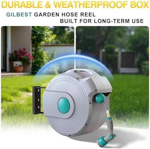 1/2" x 100 ft Retractable Garden Hose Reel, Any Length Lock & 180°Swivel - Image 6