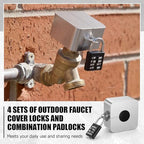 Frienda 4 Sets Outdoor Faucet Lock Hose Bib Spigot Lock,Square,Silver - Image 4
