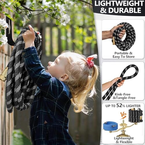 100 FT Non-Expandable Garden Hose, Lightweight Hose with 10 Function Spray Nozzle, Kink-Free Flexible Water Hose, Leak-Proof, 3/4'' Solid Connectors Garden Hose,Ultra Durable Garden Hoses - Image 4