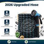 Garden Hose 50 ft, 2026 Upgraded Kink Free Flexible Water Hose 50ft With 10 Pattern Spray Nozzle, Leak-Proof, Portable, Ultra Lightweight & Durable Garden Hose for Yard, Lawn, Outdoor (Black & Blue) - Image 2