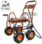 WERMAH Hose Reel Cart with Hose Guide, 4 Wheels Hose Cart, Holds 300ft 5/8" by WERMAH