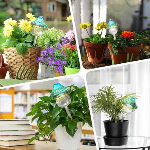 4 Pack Self Watering Globes for Plants, Automatic Plant Watering Bulbs with Mushroom Design, 11 oz Large Gradient Color Glass Plant Waterer Stakes for Indoor and Outdoor Plants, Vacation and Travel - Image 3