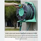 Retractable Garden Hose Reel with 1/2-Inch Hose, Wall Mounted/Portable Tote Hose Reel Holder Water Pipe Rack, Includes Heavy-Duty Hoses &Storage Shelf and Nozzles, for Gardening Car Cleaning Waterin - Image 4