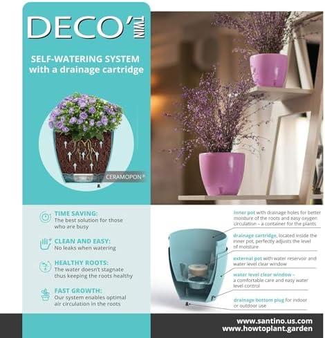 DECOPOTS - 3 Pack Self Watering Planter - Indoor Decorative Flower Pot with Drainage Cartridge and Water Level Indicator (5.5", Transparent) - Image 5
