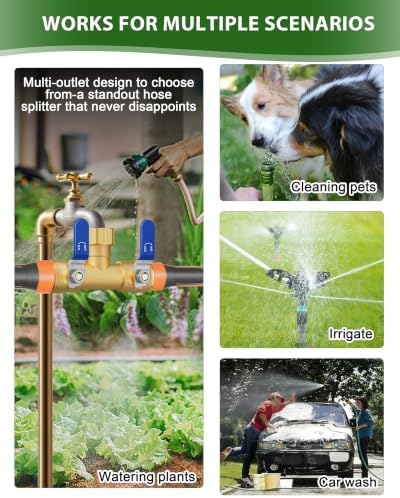 Hose Splitter 2 Way, Heavy Duty Brass Garden Hose Splitter - Image 7