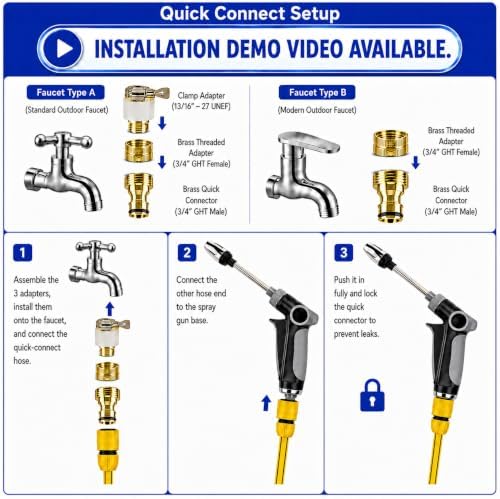 2026 Upgraded High Pressure Jet Nozzle Power Washer for Garden Hose, Water Jet Sprayer Wand with Foam Bottle, 3 Connectors and Chenille Wash Mitt for Car Washing, Patio, Lawn, Garden - Image 2