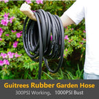 Guitrees 90FT 5/8 Heavy Duty Rubber Garden Hose - 300psi Working, 1000psi Burst - Hot/Cold Water - Five-Layered Braiding for Durability - Versatile for Gardening, Agriculture, Construction(Black) - Image 5