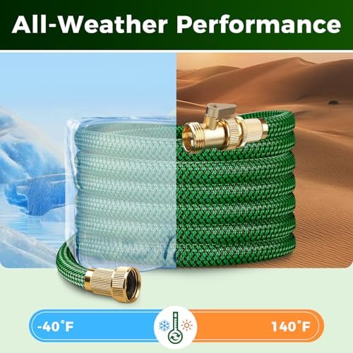 50FT Heavy Duty Garden Hose, Non-Expandable Flexible Kink-Resistant Water Hose, High-Density Fabric, Leak-Proof Metal Connector for Patio Lawn Car Wash - Image 5
