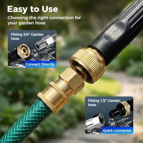 Jet Nozzle Power Washer, Includes 3 Pressure Nozzles and Quick Connectors, New Pressure Washer, Spray Nozzle for Garden Patio Outdoor Cleaning (Black 1 Pcs) - Image 3