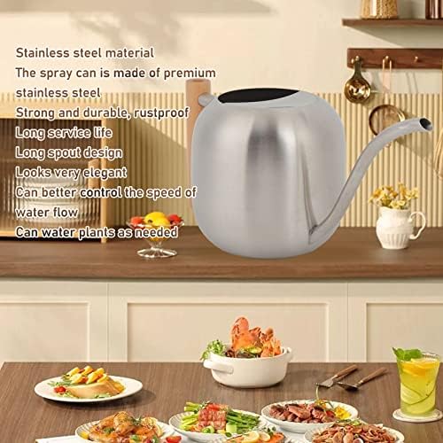 Tyenaza Watering Can Indoor Plants, 1200ML Multipurpose High Capacity Stainless Steel Watering Pot with Long Spout for Indoor Outdoor Plants (Silver) - Image 5