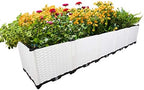 Hershii Garden Raised Bed Kits Rectangular Plastic Deepened Plant Containers Indoor Outdoor Vegetables Herbs Flowers Growing Planter Box - White - 76.77 X 15.35 X 14.96 Inches by FineLivingStartingwithaHome