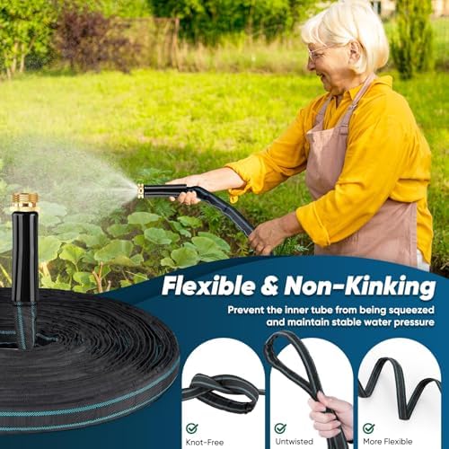 Garden Hose 50ft+ Garden Hose 100ft,Non-Expanding Water Hose, Flexible Ultra-Light, Anti-Kink, Wear-Resistant, Portable, Easy Storage, Hose for Outdoor, Garden, Yard and Lawn, Black Lake Blue - Image 6