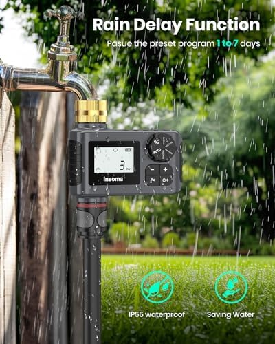Sprinkler Timer with Brass Swivel, Programmable Water Timer for Outdoor Garden Hose, Hose Timers with Rain Delay/Manual/Auto Mode, Drip Irrigation and Lawn Watering System, 1 Outlet - Image 5