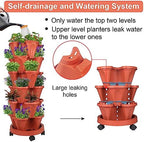 GameXcel Vertical Planter Tower - 6 Tier Stackable Garden Planters with Wheels and Tools Plant Pots for Strawberry Herb Flower and Vegetable Indoor Outdoor Use Red - Image 4