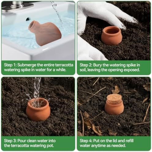 3 Pack Large Terracotta Olla Watering Pots, 520ml Plant Watering Globes - Image 5