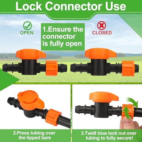 Tujoe 50 Pcs Pipe Bypass Locknut Valve 5/8 Inch Universal On/Off Valve Barb Drip Tubing Fittings Barbed Compatible with Most 16-17 mm Garden Hose Tubing Sprinkler Systems - Image 4
