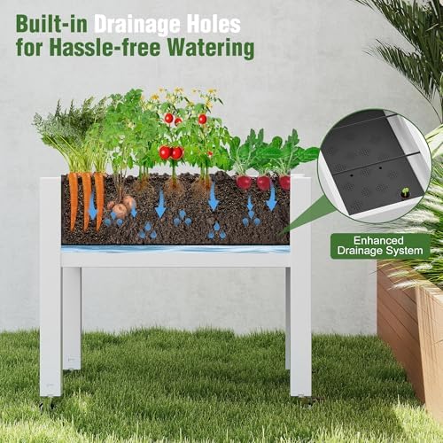 Fancyango Raised Garden Bed with Wheels 26.3" H -Ashen - Image 4