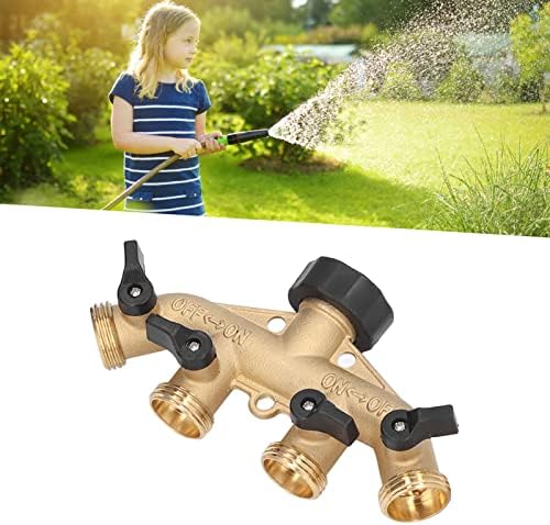 4 Way Brass Hose Splitter, 3/4in Hose Faucet Manifold with Ball Valve, Individual Control, Effective in Preventing Water Leakage, Hose Adapter for Garden Irrigation(USA) - Image 4