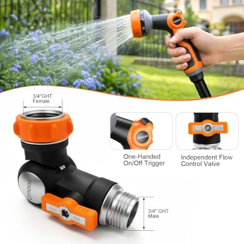 Garden Hose 50FT Heavy Duty Water Hose with 360° Swivel Connector, Flexible and Durable, Lightweight Rubber Hybrid Hose, Leak-Free Connections, Male to Female Fittings for Garden, Lawn, Yard - Image 5