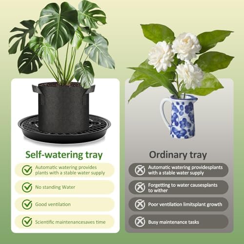 4 Pack Self-Watering Base for Fabric Pot,Auto-Irrigation Water Delivery System,14Inch Plastic Plant Saucer Stand for for Indoor-Outdoo and Grow Tents Greenhouses - Image 6