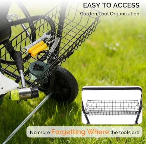VINGLI 2-Wheel Garden Hose Reel Cart, Freestanding Water Hose Reel for Outside with Heavy Duty Portable Rolling Design Metal, 200FT Capacity for 3/4" Hose for Outdoor Use (Black) - Image 4