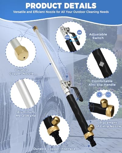 Jet Nozzle Power Washer for Garden Hose, Upgraded 2-In-1 High Pressure Wand - Image 2