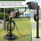 33 Inch Retractable Hose Reel Mounting Post with Multi-functional Hook Heavy Duty Vertical Stand for Garden Outdoor - Image 3