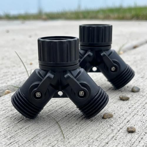 Garden Hose Y Splitter 2 Pack Plastic 2 Way Connector Valves - Image 3