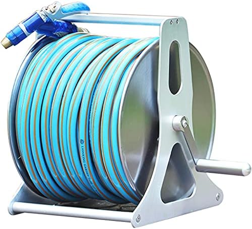 Portable Stainless Steel Wall Mount Hose Reel (Silver +DN15 30m blue pipe) by Unknown