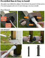 Vertical Garden Faucet Column for Outdoor, Heavy Duty Steel Hose Holder with 15M Spray Gun & Hooks - Free Standing Tap Water Fountain Stand for Villa Courtyard Watering, Floor Mounted - Image 7