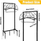 Garden Water Hose Holder - Waterhose Stand for Outside Freestanding, Heavy Duty 5-Spikes Free Standing Hose Hanger Rack Organizer with Storage Basket Holds 160ft Water Pipe for Yard Lawn - Image 2